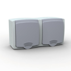 Ensemble double prise 2P+T étanche