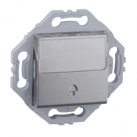 Poussoir pour sonnette gris alu avec porte étiquette
