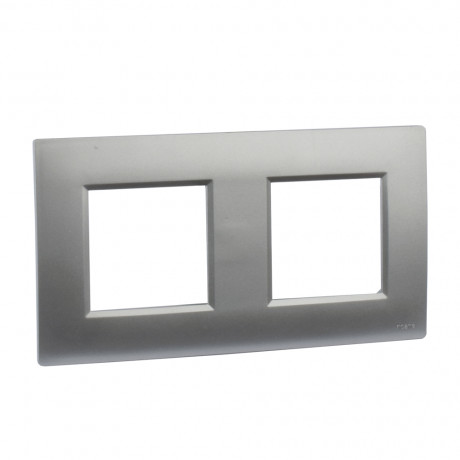 Plaque double poste gris alu