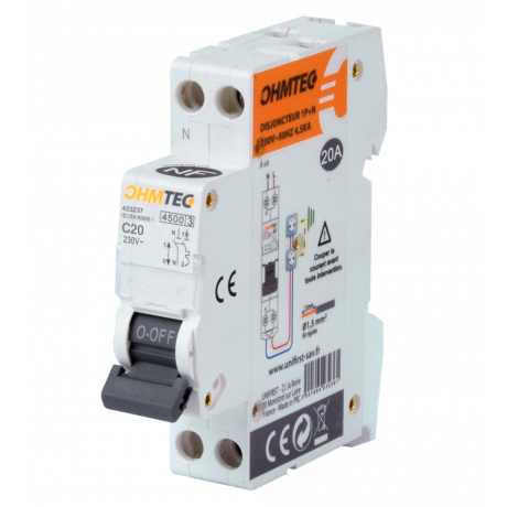 Disjoncteur à vis 1P+N 4,5kA 20A