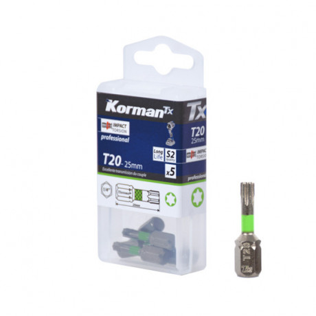 Jeu de 5 Embouts Torx Impact Torsion T20 25mm